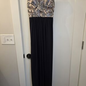 Stacy Sklar Black & Nude Sequin Prom Gown